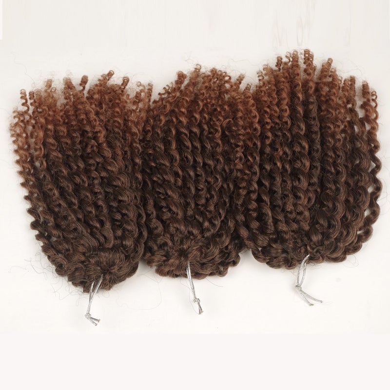Sharopul Crochet Hair Short Style Kinky Curly Ombre Color 8Inch 3 little pcs/pack 60roots 110gram Afro Marley Kinky Twist Hair Synthetic Crochet Braids Hair For Black Woman (1B/30) - Image 4